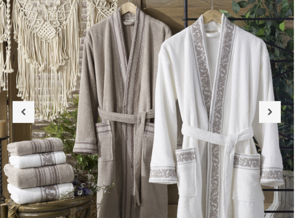Bademantel Set Monica braun - creme Baumwolle