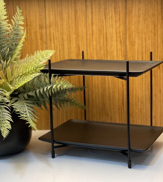 Dusk Etagere schwarz mit 2 Servierplatten 28x20 cm