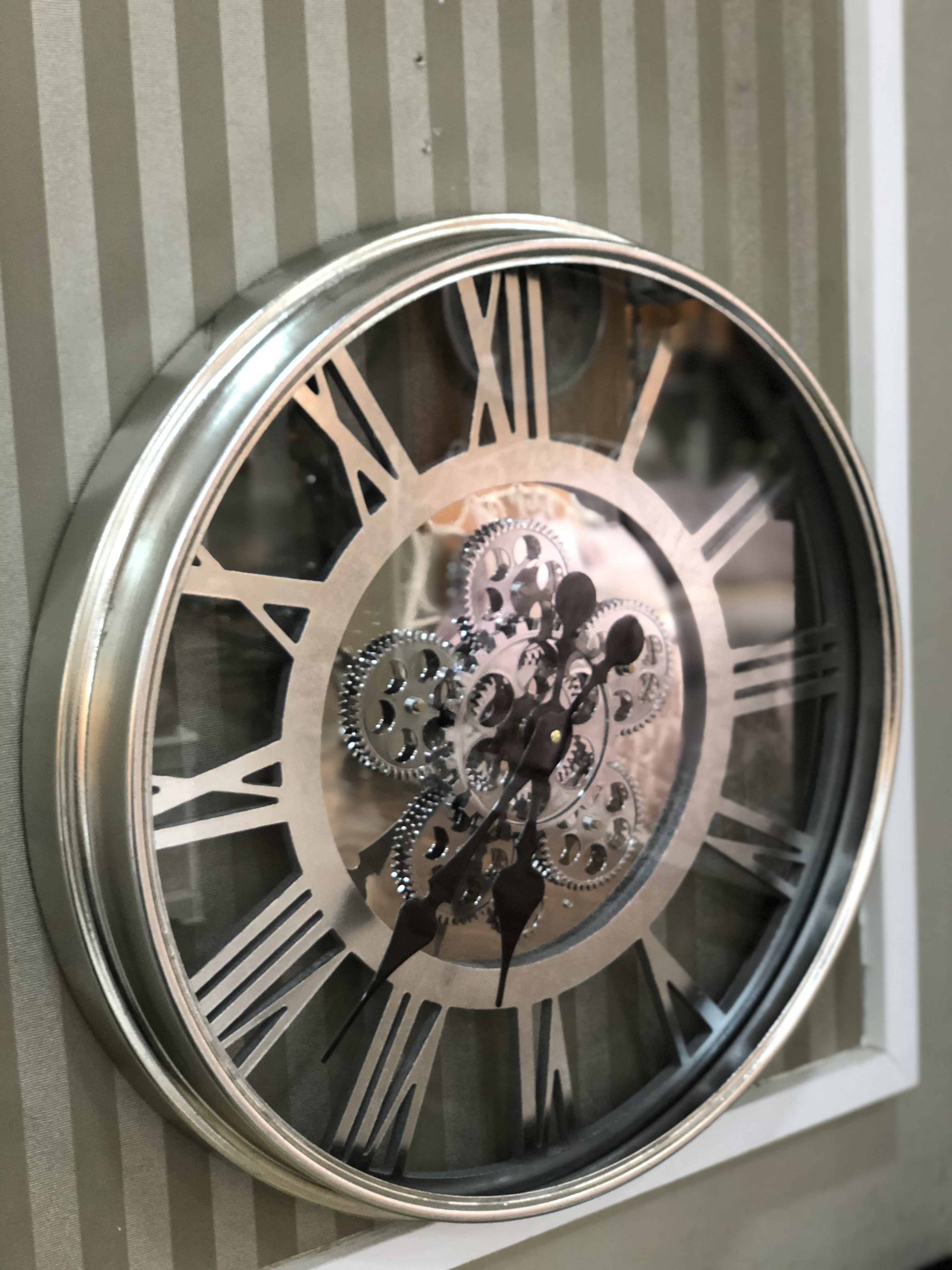 Wanduhr ANTIK MOVE D 46cm  bewegliche Zahnräder schwarz weiß braun Formano 