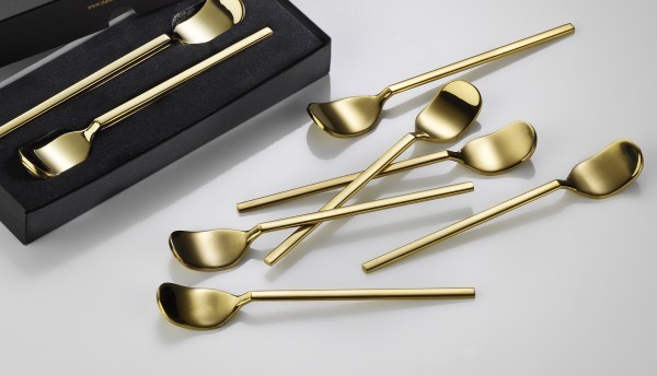 6er Teelöffel Set Amor gold glänzend