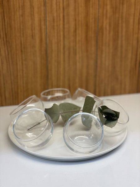 Dipschälchen Set aus Glas mit Porzellan Platte Eon